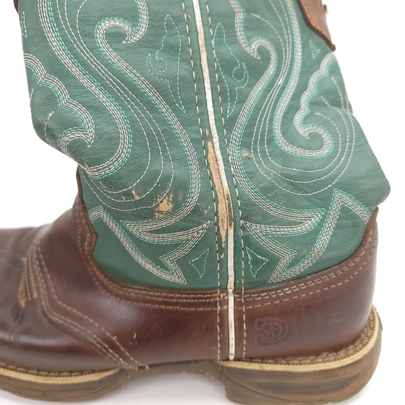 Durango Womens Emerald/Tan Leather Ultralite Saddle Cowboy Boots 6M - Picture 8 of 8